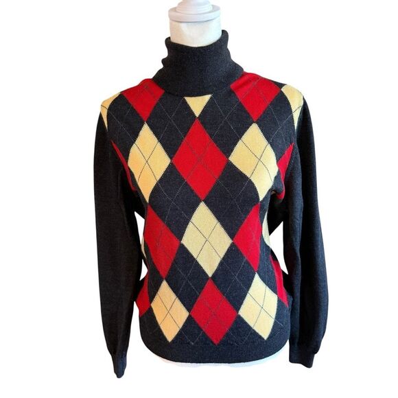 Talbots argyle turtleneck sweater size medium - Picture 1 of 3